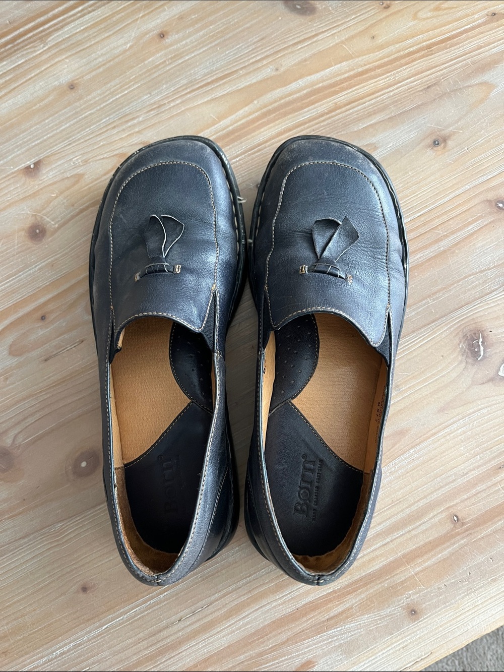 Born Women’s Navy Leather Tassel Slip-On Loafers